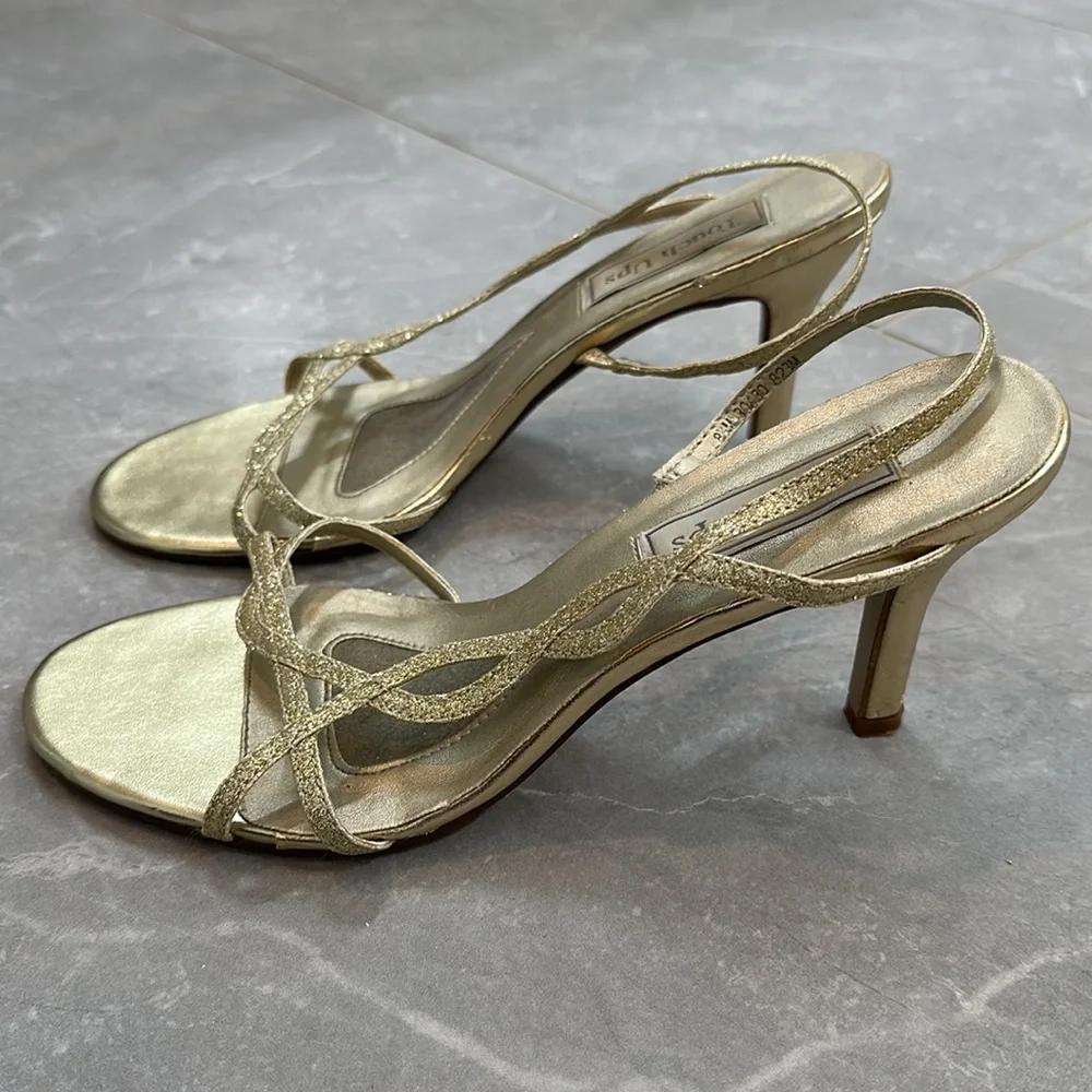 Gold sparkle heeled straps sandals size 8.5 - Picture 4 of 8